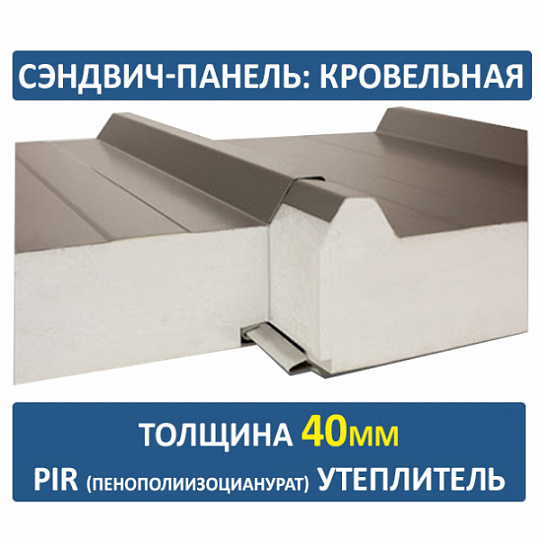 Сэндвич-панель трехслойная ПИР толщиной 40мм