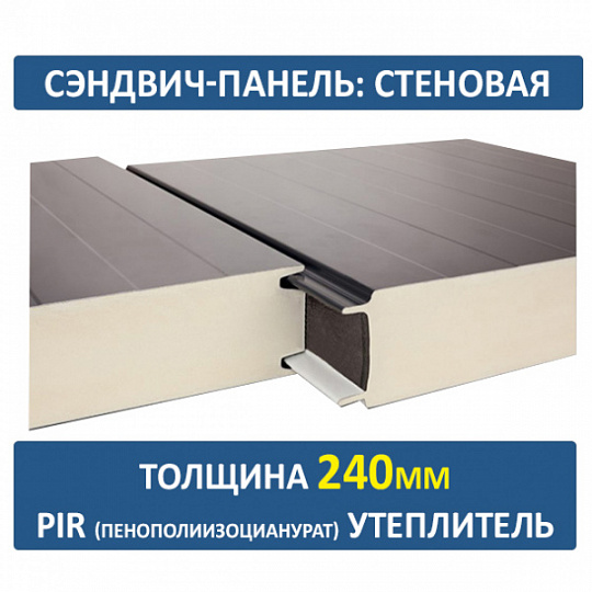 Сэндвич-панель трехслойная ПИР толщиной 240мм