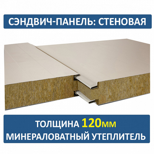 Сэндвич-панель трехслойная с минеральной ватой толщиной 120мм